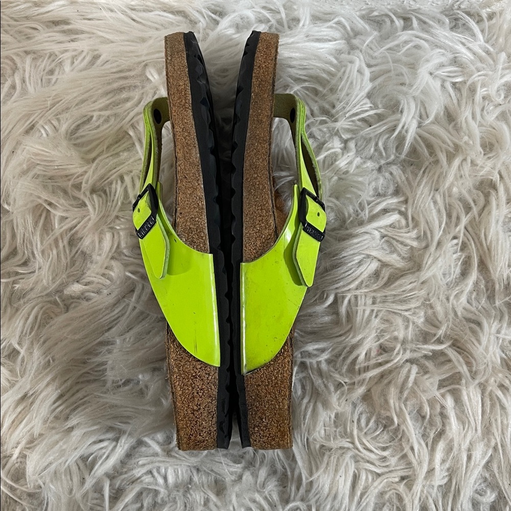 BIRKENSTOCK Adria Leather Thong Strappy Slip On Sandals Lime Green Size 37 (6) - Picture 11 of 12